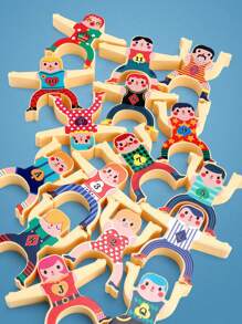 1套裝(隨機色和風格)可堆疊玩具的8攀登積木和8積木適用於孩子們的教育性和認知發展,專注訓練,和樂趣遊戲 - 彩色 - 查看 6