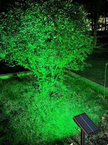 hooree 1pc Outdoor Solar Powered Ground Plugged Landscape Spotlight For Villa Garden Lawn Tree Outdoor Lights Garden Lights - Green - View 2