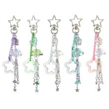 1pc Star Shaped Hollow Out Pendant Keychain - Purple - View 2
