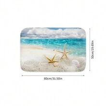 1 Pieza Alfombra De Baño Con Diseño De Conchas De Playa, Material De Poliéster De Estilo Moderno Y Antideslizante, Adecuado Para Baño - Multicolor - Ver 3