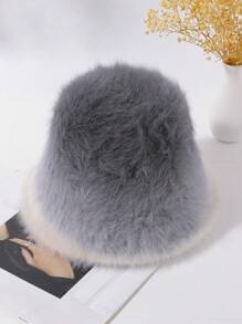 LEAJOURNO. 1pc Face-Shaping Fluffy Bucket Hat For Women, Autumn Winter Warm Head Wrap Beret Bucket Hat, Daily Wear Elegant