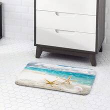 1 Pieza Alfombra De Baño Con Diseño De Conchas De Playa, Material De Poliéster De Estilo Moderno Y Antideslizante, Adecuado Para Baño - Multicolor - Ver 5