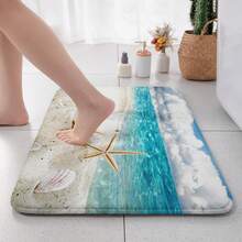 1 Pieza Alfombra De Baño Con Diseño De Conchas De Playa, Material De Poliéster De Estilo Moderno Y Antideslizante, Adecuado Para Baño - Multicolor - Ver 7
