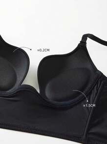 1件性感加厚u型推桿胸罩,深v領線,背無痕設計,女士專用 - 黑色 - 查看 7