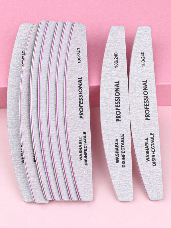 5 buc pilă de unghii profesională în formă de semilună 180/240 Grit, bloc de șlefuit pentru unghii, linie de șmirghel pentru salon de acasă, consumabile pentru unghii, instrumente pentru unghii, instrumente pentru arta unghiilor, înapoi la școală, unghii, instrumente pentru unghii pentru presare pe unghii