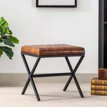 Duhome Channel-Tufted Faux Leather X Bench Dressing Room, Living Room, Bathroom