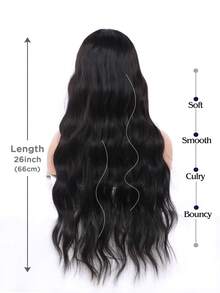 amir hair 女性黑色捲曲帶劉海長髮假髮26吋合成纖維替換假髮,耐熱派對化妝舞會假髮 - 黑色 - 查看 6