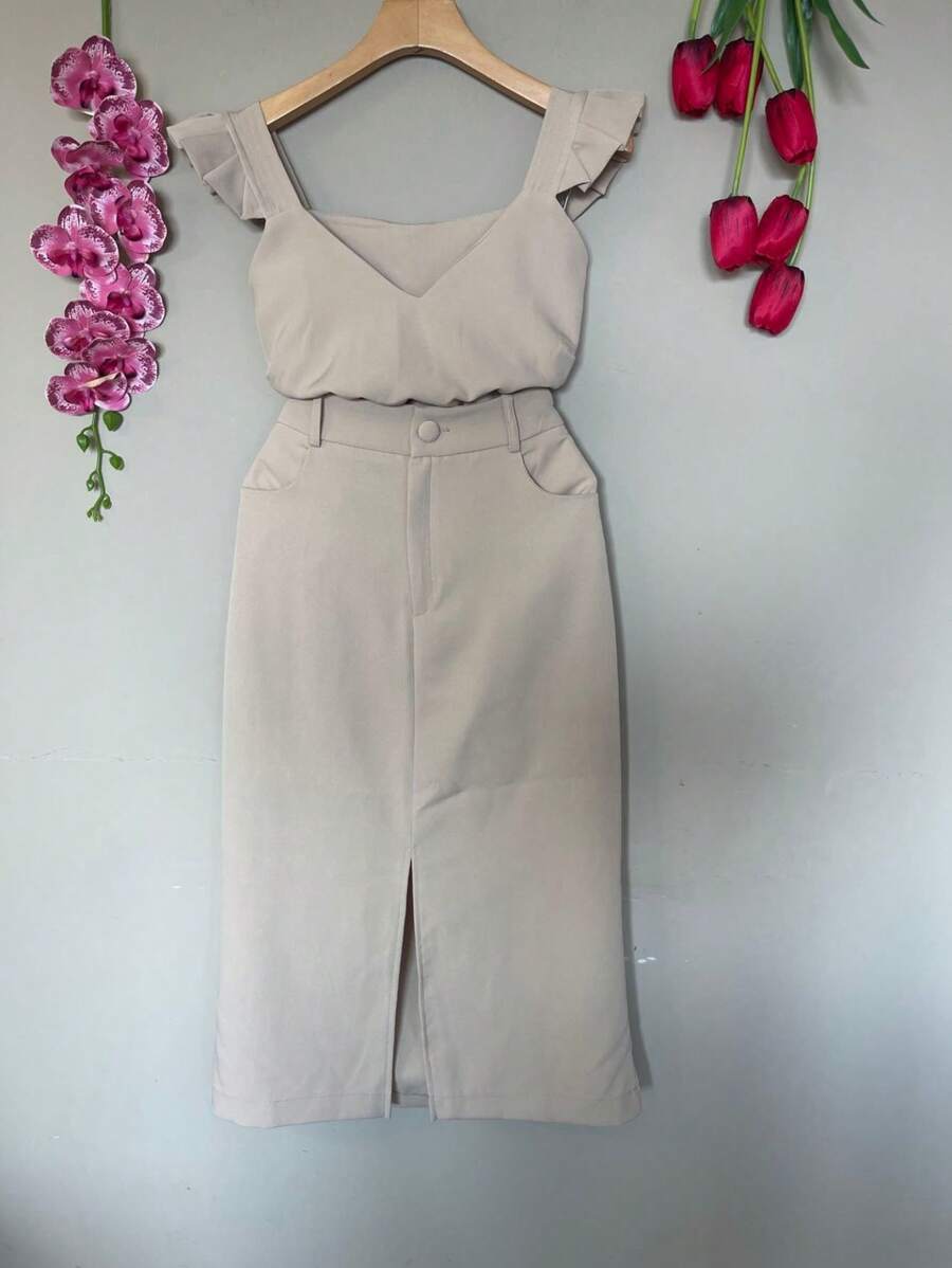 Women Two-piece Outfits - Màu be - Xem 1