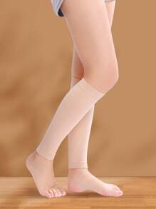 Cofoe 1 Pair 15-21mmHg Compression Socks, Open Toe Mid-Calf Socks, Thigh High Socks, Suitable For Men, Women, And Pregnant Women - Khaki - View 3