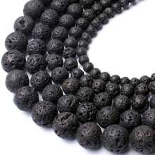 Natural Black Lava Stone Round Disks Loose Beads For Diy Handmade Jewelry Making, Bracelets, Necklaces, 4-12mm - Black - View 8