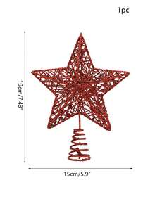 1 件閃閃發光的玫瑰金五角星/空心鐵樹禮帽適合聖誕派對裝飾、聖誕樹頂部裝飾、星形鐵藝裝飾、帶閃光的式星形禮帽聖誕裝飾 - 銀色 - 查看 2