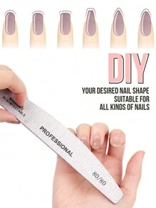 5 pièces Lime à ongles professionnelle en forme de demi-lune, grain 80/80 pour manucure, bloc de ponçage pour ongles, lime d'émeri pour salon à domicile, fournitures pour ongles, outils pour ongles, outils pour nail art, rentrée scolaire, ongles, outils pour ongles à clipser - Gris pâle - Voir 6