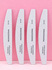 5 pièces Lime à ongles professionnelle en forme de demi-lune, grain 80/80 pour manucure, bloc de ponçage pour ongles, lime d'émeri pour salon à domicile, fournitures pour ongles, outils pour ongles, outils pour nail art, rentrée scolaire, ongles, outils pour ongles à clipser - Gris pâle - Voir 3