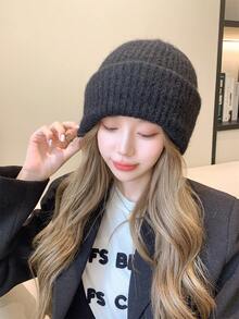 1入組羊毛混紡帽,保暖針織骷髏帽子帶長毛絨襯墊,彈性加厚豆豆帽適用於滑雪,單板滑雪和日常穿著 - 黑色 - 查看 5