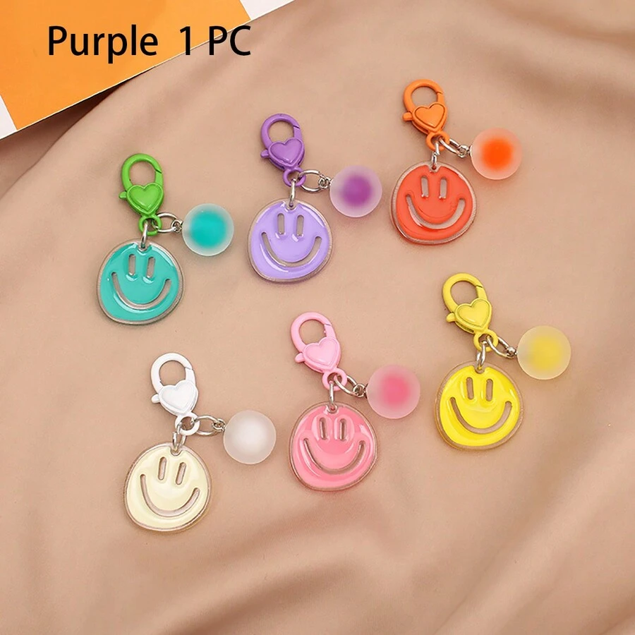 1 件鑰匙扣包掛件磨砂糖果色圓珠掛件汽車鑰匙扣可愛包掛件時尚可愛生日禮物約會禮物時尚男女日常使用 - 紫色 - 查看 1