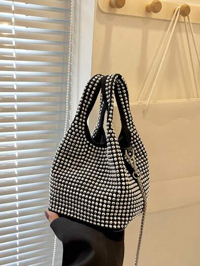 Bag Exquisite Handbag Fashion Rhinestone Bucket Bag Chain Shoulder Messenger Bag