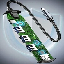 5端口USB Type-C集线器，支持4K，USB 3.0适配器分线器，适用于笔记本电脑配件 - 銀色 - 查看 7