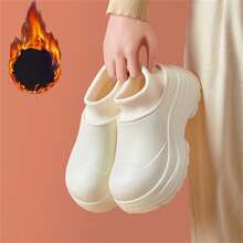 女士保暖内衬休闲运动鞋，2023 年秋冬新款运动鞋，白色 - 白色 - 查看 3