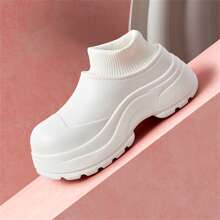 女士保暖内衬休闲运动鞋，2023 年秋冬新款运动鞋，白色 - 白色 - 查看 8