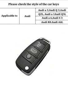 Red Letter B Keychain + Car Red Anti-fall Key Case + Folding Key Case + Remote Key Cover Compatible With Audi A3 A1 Q3 Q2l Tt, Old A6 Q7 Q5 - Red - View 7