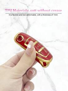 Red Letter B Keychain + Car Red Anti-fall Key Case + Folding Key Case + Remote Key Cover Compatible With Audi A3 A1 Q3 Q2l Tt, Old A6 Q7 Q5 - Red - View 3