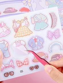 4入組卡通衣櫥貼紙場景,適用於女孩穿衣櫥或diy裝飾材料,手工製作用品 - 彩色 - 查看 6