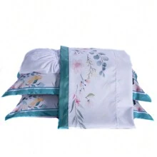 Jogo de Cama Lençol Fanari Branco/ QUEEN 04 Peças - Kit Conjunto Estampado com Fronhas Toque Macio Percal 200 Fios Estampa Floral Florido Flores
