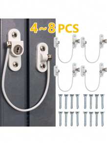 1pc Window Safety Lock And Limit Device For Casement Window, Anti-theft Buckle, No Drilling Needed, Suitable For Childproofing And Home Security - White - View 1