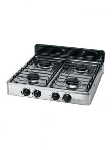 Parrilla de Gas de Sobreponer, 4 Quemadores, Inoxidable, FOSET, Parrillas de 4.6 mm de Diámetro y Quemadores Porcelanizados - Gris - Ver 1