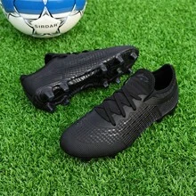 小學生男女足球鞋,戶外人工草坪運動訓練運動鞋,ronaldo 釘鞋 - 黑色 - 查看 1