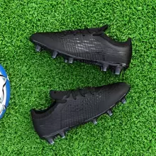 小學生男女足球鞋,戶外人工草坪運動訓練運動鞋,ronaldo 釘鞋 - 黑色 - 查看 4