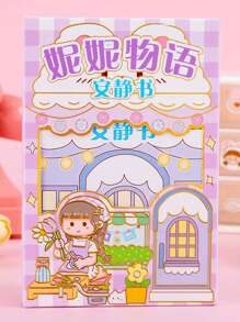 4入組卡通扮裝娃娃貼紙無裁剪,diy手工玩具書 - 彩色 - 查看 6