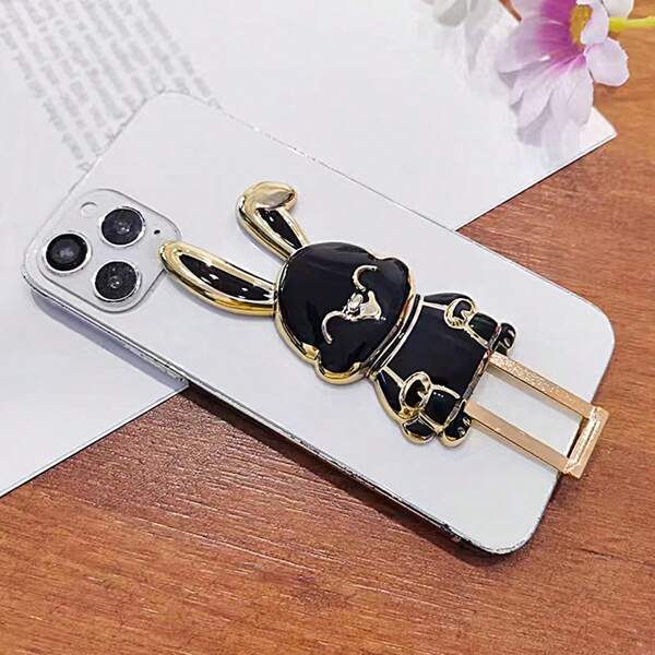 Rabbit Mobile Phone Holder Cartoon Back Stick Cell Phone Stand, Foldable And Portable Compatible With IPhone, Android Phone, Gift For Birthday, Family, Friends Push-Pull Phone Grip, Phone Accessories