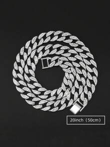 kuuioe 1入歐美嘻哈街頭風格全水晶鏈項鍊，男女皆可戴的嘻哈手鍊，時尚珠寶20-60CM - 銀色 - 查看 7