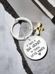 需要一顆大心靈才能塑造小心靈不銹鋼鑰匙扣,教師節畢業禮物 - 彩色 - 查看 3