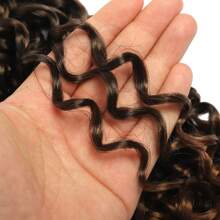 1包黑色和棕色gogo卷曲鉤編髮,18英寸海灘卷鉤編髮深波浪合成辮髮卷曲鉤編髮,適用於