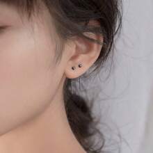 Pendientes de enhebrar de cadena cuadrada minimalista para mujer, aretes para dormir, joyería elegante, 1 par