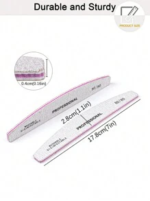 5 pièces Lime à ongles professionnelle en forme de demi-lune, grain 80/80 pour manucure, bloc de ponçage pour ongles, lime d'émeri pour salon à domicile, fournitures pour ongles, outils pour ongles, outils pour nail art, rentrée scolaire, ongles, outils pour ongles à clipser - Gris pâle - Voir 5