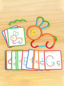 1套木質環形早教拼圖積木，幼兒園兒童創意教育玩具，學校、學生、文具、學校用品