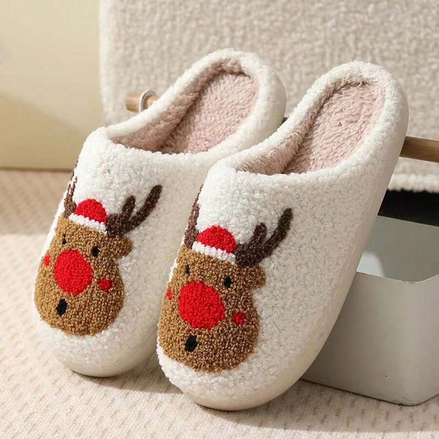 New Arrival Cartoon Christmas Deer Slippers For Indoor Use
