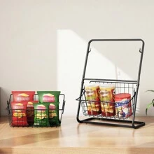 Kitchen Vegetable Storage Rack, Black Multi-layer Desktop Vegetable Holder, Household Fruit & Vegetable Basket With Slot Storage Rack