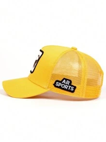 1頂男士蠍子刺繡棒球帽運動休閒鴨舌帽，通風網眼帽，可調節防曬遮陽，適合春夏旅遊、沙灘派對和街頭穿搭 - 黃色 - 查看 3