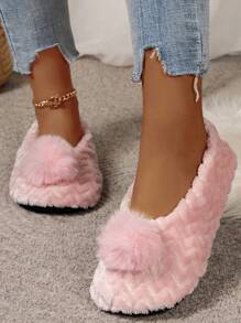 Women's Home Slippers (Random Pattern) Plush House Thermal Slippers Anti-Slip Soft Bottom Quiet Indoor Home Shoes Cute Cartoon Soft Thick Warm Couple Slippers New Year Heel Back Two-Way Thermal Slippers Machine Washable - Pink - View 8