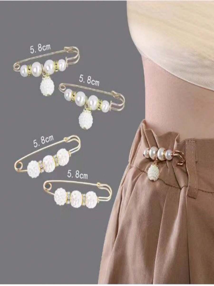 4 件/套 女用多功能衣夾套裝,包括腰扣、可調式扣、褲子防走胸針 - 彩色 - 查看 1