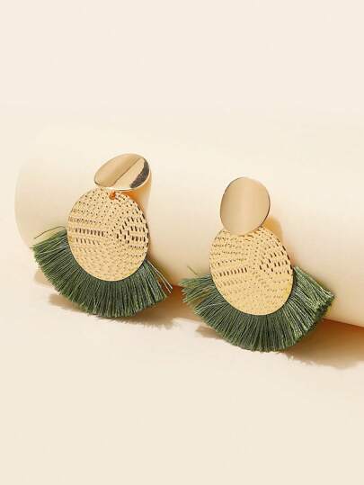 流蘇裝飾圓耳墜