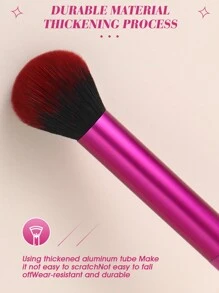 1 Brocha Para El Polvo Con Base De Maquillaje Para Fijar El Maquillaje Suelto O En Polvo, Colorete Mineral Y Gran Brocha Para La Cara - Multicolor - Ver 5