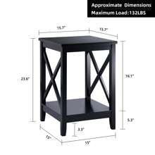 Duhome 24" X-Side Tall Wood End Table, Versatile White Nightstands With Storage Shelf Wood Square Bedside Table with Crossbuk For Living Room Bedroom