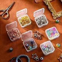12pcs Plastic Transparent Mini Square Box, Handmade Small Item Packing Storage Box Storage Box, Can Be Used To Organize Your Jewelry And Earbud Earrings. Wedding - White - View 5