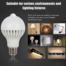 1 Pieza Bombilla De Luz Led Inteligente Con Sensor Infrarrojo, 9w Interfaz E27 Patrón De Rayas De Luz Pura Controlado Para La Iluminación De Pasillos Y Pasillos - Blanco - Ver 4