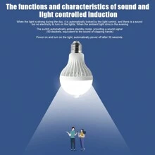 1 Pieza Bombilla De Luz Led Inteligente Con Sensor Infrarrojo, 9w Interfaz E27 Patrón De Rayas De Luz Pura Controlado Para La Iluminación De Pasillos Y Pasillos - Blanco - Ver 10